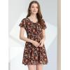 imageAllegra K Womens Floral Printed Spring Summer Flare Short Sleeve Laceup V Neck Chiffon DressBlack Red