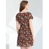 imageAllegra K Womens Floral Printed Spring Summer Flare Short Sleeve Laceup V Neck Chiffon DressBlack Red