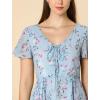 imageAllegra K Womens Floral Printed Spring Summer Flare Short Sleeve Laceup V Neck Chiffon DressBlue