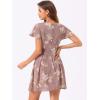 imageAllegra K Womens Floral Printed Spring Summer Flare Short Sleeve Laceup V Neck Chiffon DressDark Pink