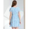imageAllegra K Womens Floral Printed Spring Summer Flare Short Sleeve Laceup V Neck Chiffon DressLight Blue