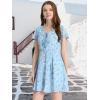 imageAllegra K Womens Floral Printed Spring Summer Flare Short Sleeve Laceup V Neck Chiffon DressLight Blue
