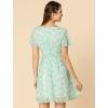 imageAllegra K Womens Floral Printed Spring Summer Flare Short Sleeve Laceup V Neck Chiffon DressLight Green