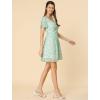 imageAllegra K Womens Floral Printed Spring Summer Flare Short Sleeve Laceup V Neck Chiffon DressLight Green
