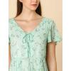 imageAllegra K Womens Floral Printed Spring Summer Flare Short Sleeve Laceup V Neck Chiffon DressLight Green