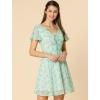imageAllegra K Womens Floral Printed Spring Summer Flare Short Sleeve Laceup V Neck Chiffon DressLight Green