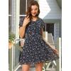 imageAllegra K Womens Floral Printed Spring Summer Flare Short Sleeve Laceup V Neck Chiffon DressNavy Blue