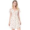 imageAllegra K Womens Floral Printed Spring Summer Flare Short Sleeve Laceup V Neck Chiffon DressWhite