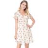 imageAllegra K Womens Floral Printed Spring Summer Flare Short Sleeve Laceup V Neck Chiffon DressWhite