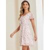 imageAllegra K Womens Floral Printed Spring Summer Flare Short Sleeve Laceup V Neck Chiffon DressWhite Pink