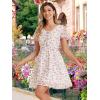 imageAllegra K Womens Floral Printed Spring Summer Flare Short Sleeve Laceup V Neck Chiffon DressWhite Pink