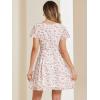 imageAllegra K Womens Floral Printed Spring Summer Flare Short Sleeve Laceup V Neck Chiffon DressWhite Pink