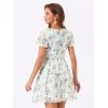 imageAllegra K Womens Floral Printed Spring Summer Flare Short Sleeve Laceup V Neck Chiffon DressWhite Purple