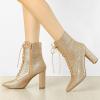 imageAllegra K Womens Glitter Pointed Toe Block Heel Halloween Ankle BootsGold