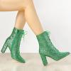imageAllegra K Womens Glitter Pointed Toe Block Heel Halloween Ankle BootsGreen