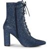 imageAllegra K Womens Glitter Pointed Toe Block Heel Halloween Ankle BootsNavy Blue