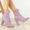 imageAllegra K Womens Glitter Pointed Toe Block Heel Halloween Ankle BootsPink