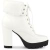 imageAllegra K Womens Platform Foldable Chunky Heels Lace Up Ankle BootsWhite