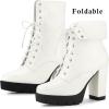 imageAllegra K Womens Platform Foldable Chunky Heels Lace Up Ankle BootsWhite