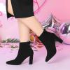 imageAllegra K Womens Pointed Toe Drawstring Pull on Block Heel Ankle BootsBlack