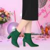 imageAllegra K Womens Pointed Toe Drawstring Pull on Block Heel Ankle BootsGreen