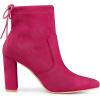imageAllegra K Womens Pointed Toe Drawstring Pull on Block Heel Ankle BootsHot Pink