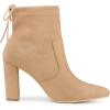imageAllegra K Womens Pointed Toe Drawstring Pull on Block Heel Ankle BootsKhaki