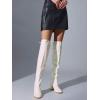 imageAllegra K Womens Round Toe Chunky Heel Over the Knee High BootsWhite