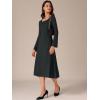 imageAllegra K Womens Square Neck Sweater Dress Fall Lace Up Bell Long Sleeve Casual ALine Midi DressesBlack