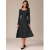 imageAllegra K Womens Square Neck Sweater Dress Fall Lace Up Bell Long Sleeve Casual ALine Midi DressesBlack
