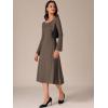 imageAllegra K Womens Square Neck Sweater Dress Fall Lace Up Bell Long Sleeve Casual ALine Midi DressesCoffee