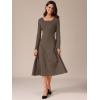 imageAllegra K Womens Square Neck Sweater Dress Fall Lace Up Bell Long Sleeve Casual ALine Midi DressesCoffee