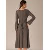 imageAllegra K Womens Square Neck Sweater Dress Fall Lace Up Bell Long Sleeve Casual ALine Midi DressesCoffee