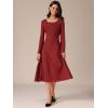 imageAllegra K Womens Square Neck Sweater Dress Fall Lace Up Bell Long Sleeve Casual ALine Midi DressesRed