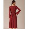 imageAllegra K Womens Square Neck Sweater Dress Fall Lace Up Bell Long Sleeve Casual ALine Midi DressesRed