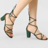 imageAllegra K Womens Strappy Lace Up Chunky Heeled Dark Green Heels Sandals 9 m US