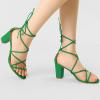 imageAllegra K Womens Strappy Lace Up Chunky Heeled Green Heels Sandals 10 m US