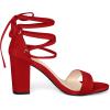 imageAllegra K Womens Tie Up Strappy Heels Chunky High Heels Red Sandal 55 M US