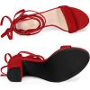 imageAllegra K Womens Tie Up Strappy Heels Chunky High Heels Red Sandal 55 M US