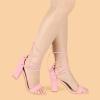 imageAllegra K Womens Tie Up Strappy Heels Light Pink Chunky High Heels Sandal 95 M US