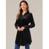imageAllegra K Womens Velvet Button Down T Shirts Swing Mini Shirt Dress Casual Long Sleeve Lapel Tunic TopsBlack