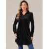 imageAllegra K Womens Velvet Button Down T Shirts Swing Mini Shirt Dress Casual Long Sleeve Lapel Tunic TopsBlack