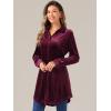 imageAllegra K Womens Velvet Button Down T Shirts Swing Mini Shirt Dress Casual Long Sleeve Lapel Tunic TopsDark Purple Red
