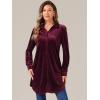 imageAllegra K Womens Velvet Button Down T Shirts Swing Mini Shirt Dress Casual Long Sleeve Lapel Tunic TopsDark Purple Red