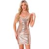 imageAllegra K Sequin Bodycon Mini Dress for Womens Spaghetti Straps Laceup Party Club Sparkle Glitter DressRose Gold