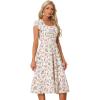 imageAllegra K Summer Dresses for Womens 2024 Square Collar Short Sleeve Floral Boho Beach Casual Midi DressFloral Pink Purple