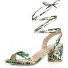 imageAllegra K Womens Block Heel Sandals Floral Green Lace Up Heels 9 m US