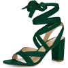 imageAllegra K Womens Crisscross Lace Up Green Chunky Heel Sandals  85 m US