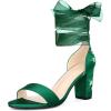 imageAllegra K Womens Floral Heels Satin Lace Up Chunky Heel SandalsDark Green
