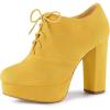 imageAllegra K Womens Platform Chunky Heel Lace Up Yellow Booties 6 M US